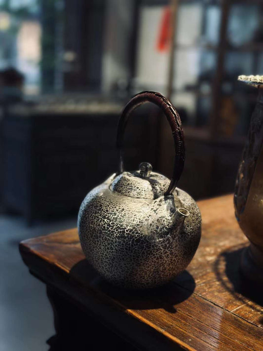 Hand Forged Foot Silver YuanBao Pot